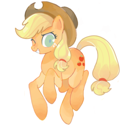 Size: 800x800 | Tagged: safe, artist:jus+ice, applejack, earth pony, pony, g4, adorkable, cowboy hat, cute, dork, female, hat, mare, one eye closed, simple background, solo, white background, wink