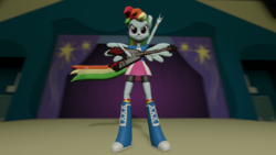 Size: 708x399 | Tagged: safe, artist:sky chaser, rainbow dash, equestria girls, g4, my little pony equestria girls: rainbow rocks, 3d, awesome as i want to be, electric guitar, guitar, musical instrument, ponied up, source filmmaker