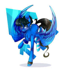 Size: 1765x1915 | Tagged: safe, artist:huirou, oc, oc only, oc:sonica, pegasus, pony, clothes, dog tags, female, mare, socks, solo, striped socks