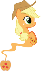 Size: 6400x10984 | Tagged: safe, artist:parclytaxel, applejack, earth pony, genie, genie pony, pony, ain't never had friends like us, g4, .svg available, absurd resolution, armband, bottle, female, floating, headband, mare, simple background, smiling, solo, transparent background, vector
