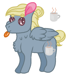 Size: 402x440 | Tagged: safe, artist:versionsofme, oc, oc only, oc:coffee pie, pegasus, pony, chest fluff, parent:limestone pie, parent:zephyr breeze, parents:zephyrstone, simple background, solo, starry eyes, tongue out, white background, wingding eyes