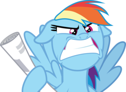 Size: 5354x3895 | Tagged: safe, artist:frownfactory, rainbow dash, pegasus, pony, daring done?, g4, .svg available, angry, faic, female, gritted teeth, mare, newspaper, simple background, solo, svg, transparent background, vector, wings