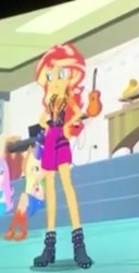 Size: 279x546 | Tagged: safe, screencap, applejack, fluttershy, sunset shimmer, equestria girls, equestria girls series, g4, overpowered (equestria girls), boots, clothes, cropped, female, geode of empathy, geode of super strength, jacket, offscreen character, shoes, skirt