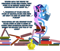 Size: 1048x902 | Tagged: safe, artist:navitaserussirus, trixie, twilight sparkle, pony, unicorn, asktwixiegenies, g4, book, cropped, female, lesbian, mare, ship:twixie, shipping