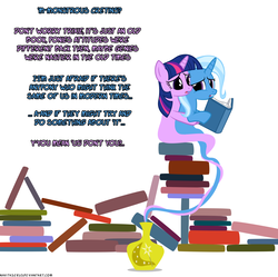 Size: 1048x1042 | Tagged: safe, artist:navitaserussirus, trixie, twilight sparkle, pony, unicorn, asktwixiegenies, g4, book, cropped, female, lesbian, mare, ship:twixie, shipping