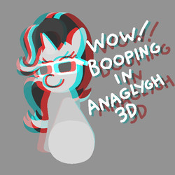 Size: 600x600 | Tagged: safe, artist:threetwotwo32232, starlight glimmer, g4, 3d, 3d glasses, 3d glasses needed, anaglyph 3d, boop, female, meme, solo, text, wow, wow! glimmer