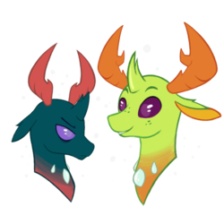 Size: 2048x2048 | Tagged: safe, artist:cartoon-bazooka, pharynx, thorax, changedling, changeling, g4, to change a changeling, bust, changedling brothers, high res, king thorax, prince pharynx, simple background, transparent background