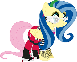 Size: 445x364 | Tagged: safe, artist:selenaede, artist:user15432, fluttershy, pegasus, pony, zombie, g4, base used, boots, crossover, ear piercing, earring, female, ghoulia yelps, glasses, jewelry, mare, mattel, monster high, piercing, shoes, solo