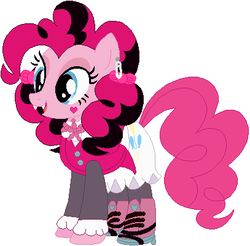 Size: 407x401 | Tagged: safe, artist:selenaede, artist:user15432, pinkie pie, earth pony, pony, vampire, g4, alternate hairstyle, base used, boots, crossover, cute, cute little fangs, dracula, draculaura, ear piercing, earring, fangs, female, jewelry, mare, mattel, monster high, open mouth, piercing, shoes, solo, vegan, vegetarian