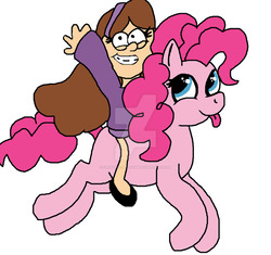 Size: 1024x964 | Tagged: safe, artist:creativeblossom, pinkie pie, earth pony, pony, g4, excited, female, gravity falls, happy, mabel pines, male, mare, tongue out, watermark