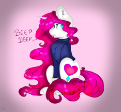 Size: 1400x1300 | Tagged: safe, artist:emerald-bliss, oc, oc only, oc:button love, pony, unicorn, clothes, female, mare, sitting, solo, sweater, tongue out