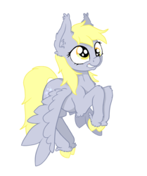 Size: 1500x1792 | Tagged: safe, artist:paskanaakka, derpibooru exclusive, derpy hooves, pegasus, pony, g4, colored hooves, derp, ear fluff, female, flying, grin, mare, simple background, smiling, solo, transparent background, unshorn fetlocks