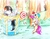 Size: 2734x2117 | Tagged: safe, artist:liaaqila, scootaloo, oc, oc:rainbow noir, pony, g4, adorable distress, clothes, cute, cutealoo, dunk tank, female, filly, flying, high res, hoodie, mare, slenderman, traditional art, tree