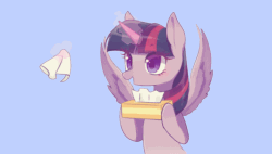 Size: 790x450 | Tagged: safe, artist:kkmrarar, artist:szafir87, twilight sparkle, alicorn, pony, animated, cute, female, flapping wings, gif, mare, solo, tissue, tissue box, twiabetes, twilight sparkle (alicorn)