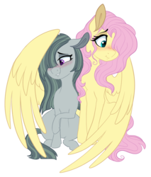 Size: 976x1147 | Tagged: safe, artist:saphi-boo, fluttershy, marble pie, earth pony, pegasus, pony, g4, blushing, cute, duo, female, floppy ears, hair over one eye, hug, lesbian, looking away, looking down, marblebetes, mare, ship:marbleshy, shipping, shy, shyabetes, simple background, sitting, transparent background, wavy mouth, winghug, wings