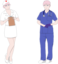 Size: 1118x1238 | Tagged: safe, artist:totallynotabronyfim, nurse redheart, human, g4, clipboard, clothes, gloves, hat, humanized, nurse, nurse outfit, rubber gloves, scrubs (gear), simple background, stethoscope, transparent background