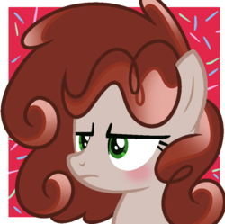 Size: 800x796 | Tagged: safe, artist:marielle5breda, oc, oc only, oc:cherry cake, earth pony, pony, bust, female, mare, offspring, parent:cheese sandwich, parent:pinkie pie, parents:cheesepie, portrait, solo