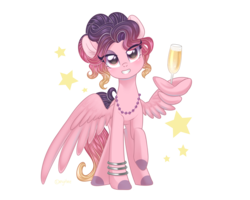 Size: 5000x4000 | Tagged: safe, artist:kaikururu, oc, oc only, pegasus, pony, champagne glass, commission, glass, pegasus oc, simple background, solo, transparent background, wing hands, wing hold, wings, ych result