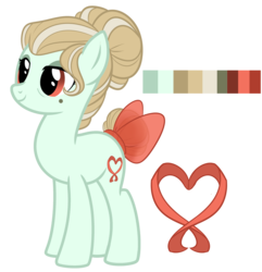 Size: 3296x3417 | Tagged: safe, artist:elskafox, oc, oc only, oc:cygnet pirouette, earth pony, pony, high res, reference sheet, ribbon, solo, tail bow, wrinkle