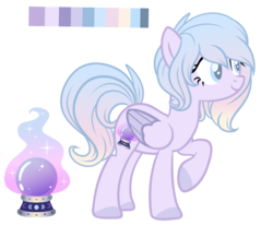 Size: 1848x1524 | Tagged: safe, artist:elskafox, oc, oc only, oc:alula cry, pegasus, pony, blind, crystal ball, reference sheet, solo