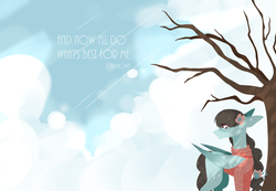 Size: 2000x1386 | Tagged: safe, artist:thunderstorm210, oc, oc only, oc:chihiro, pegasus, pony, cloud, flower, flower in hair, solo, tree