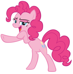 Size: 1024x1043 | Tagged: safe, artist:causenpc, pinkie pie, earth pony, pony, g4, shadow play, bipedal, female, lidded eyes, mare, open mouth, simple background, smug, solo, transparent background, vector