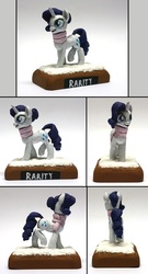 Size: 908x1676 | Tagged: safe, artist:ubrosis, rarity, pony, unicorn, g4, clothes, female, mare, scarf, sculpture, snow, solo, traditional art, winter
