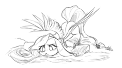 Size: 1564x871 | Tagged: safe, artist:vernumis, oc, oc only, pegasus, pony, face down ass up, female, mare, monochrome, sketch, solo