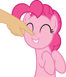 Size: 3892x4500 | Tagged: safe, artist:slb94, pinkie pie, g4, boop, cute, diapinkes, disembodied hand, hand, simple background, smiling, transparent background, vector