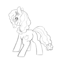 Size: 999x1067 | Tagged: safe, artist:trickydick, pear butter, earth pony, pony, g4, butt, female, looking back, mare, monochrome, pear butt, plot, solo