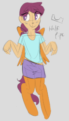 Size: 602x1056 | Tagged: safe, artist:heretichesh, oc, oc only, oc:halfpipe, satyr, futa, intersex, offspring, parent:scootaloo, solo
