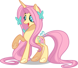 Size: 5000x4382 | Tagged: safe, artist:orin331, fluttershy, pony, unicorn, g4, absurd resolution, female, fluttershy (g5 concept leak), g5 concept leak style, g5 concept leaks, mare, raised hoof, simple background, solo, transparent background, unicorn fluttershy, vector