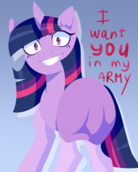 Size: 2156x2688 | Tagged: safe, artist:helemaranth, twilight sparkle, rcf community, g4, >:), bronybait, evil smile, female, grin, high res, i want you, join the herd, mare, misleading thumbnail, smiling, smirk, solo, underhoof