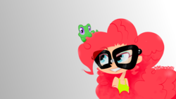 Size: 1920x1080 | Tagged: safe, artist:kmanalli, gummy, pinkie pie, human, g4, clothes, glasses, humanized, smiling