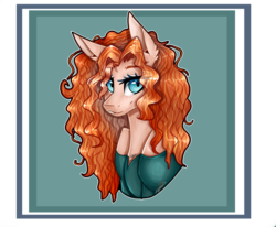 Size: 1280x1056 | Tagged: safe, artist:sofienriquez, earth pony, pony, brave (movie), bust, clothes, female, mare, merida, ponified, portrait, solo
