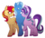 Size: 3000x2512 | Tagged: safe, artist:queertrixie, starlight glimmer, sunset shimmer, trixie, pony, unicorn, g4, blushing, female, high res, lesbian, lidded eyes, looking at each other, mare, polyamory, raised hoof, ship:shimmerglimmer, ship:startrix, ship:suntrix, shipping, simple background, smiling, startrixset, transparent background, unshorn fetlocks