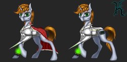 Size: 1280x625 | Tagged: safe, artist:keterglord, oc, oc only, oc:littlepip, pony, unicorn, fallout equestria, fallout equestria: vivat littlepip, armor, blade, cloak, clothes, cutie mark, cyrillic, dark background, fanfic, fanfic art, female, hooves, horn, mare, pipbuck, pipleg, russia, simple background, solo, unicorn oc, weapon