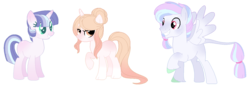 Size: 1300x476 | Tagged: safe, artist:pandemiamichi, oc, oc only, pegasus, pony, unicorn, augmented tail, female, male, mare, raised hoof, simple background, stallion, transparent background