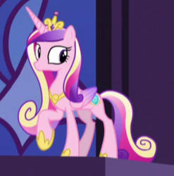 Size: 259x262 | Tagged: safe, screencap, princess cadance, alicorn, pony, g4, princess spike, concave belly, cropped, crown, female, folded wings, hoof shoes, jewelry, mare, peytral, princess shoes, quadrupedal, raised hoof, regalia, slender, solo, standing, thin, wings