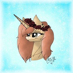 Size: 1024x1024 | Tagged: safe, artist:melonseed11, oc, oc only, oc:floral radiance, pony, unicorn, bust, female, mare, portrait, solo