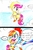 Size: 2117x3246 | Tagged: safe, artist:liaaqila, rainbow dash, scootaloo, pegasus, pony, g4, 2 panel comic, animal costume, bipedal, chick, chicken suit, clothes, cloud, comic, costume, cute, cutealoo, daaaaaaaaaaaw, dashabetes, dialogue, exclamation point, eyes closed, female, filly, flying, happy, heartwarming, henbow dash, high res, hnnng, hug, interrobang, liaaqila is trying to murder us, looking back, mare, question mark, scootachicken, scootaloo can fly, scootalove, sky, smiling, speech bubble, spread wings, traditional art, wings