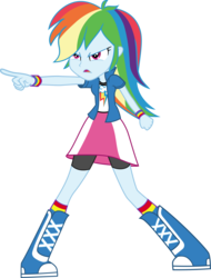 Size: 5160x6800 | Tagged: safe, artist:cantercoltz, rainbow dash, equestria girls, equestria girls specials, g4, movie magic, absurd resolution, boots, clothes, compression shorts, female, rainbow socks, shoes, simple background, skirt, socks, solo, striped socks, transparent background, vector, wristband