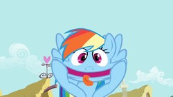 Size: 1280x720 | Tagged: safe, screencap, rainbow dash, a bird in the hoof, g4, faic, female, rainbow dash is best facemaker, solo, tongue out