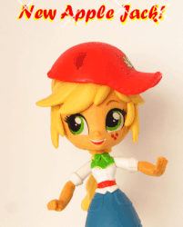 Size: 465x578 | Tagged: safe, artist:whatthehell!?, edit, equestria girls, g4, animated, baseball cap, cap, clothes, dancing, denim skirt, doll, equestria girls minis, eqventures of the minis, female, hat, irl, photo, skirt, solo, stop motion, toy