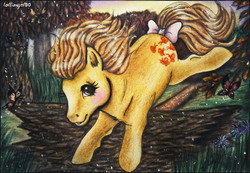 Size: 3000x2075 | Tagged: safe, artist:lolliangel00, artist:lolliangel123, butterscotch (g1), pony, g1, female, high res, solo, traditional art