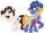 Size: 1111x817 | Tagged: safe, artist:dbkit, oc, oc only, oc:accel, oc:stamp, earth pony, pony, unicorn, cape, clothes, commission, duo, hat, scar, simple background, transparent background