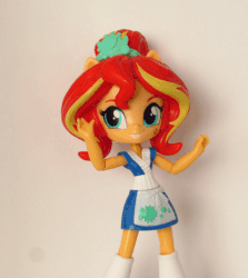 Size: 455x510 | Tagged: safe, artist:whatthehell!?, edit, sunset shimmer, fish, equestria girls, g4, animated, clothes, dancing, doll, equestria girls minis, eqventures of the minis, irl, japanese, outfit, photo, stop motion, sunset sushi, toy