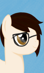 Size: 780x1280 | Tagged: safe, artist:chipmagnum, oc, oc only, oc:console command, earth pony, pony, g4, blue background, bust, glasses, male, portrait, simple background, solo, stallion