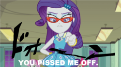 Size: 1024x569 | Tagged: safe, artist:brandonale, edit, edited screencap, screencap, rarity, equestria girls, equestria girls series, g4, happily ever after party, glasses, happily ever after party: rarity, jojo's bizarre adventure, pointing, rarity's glasses