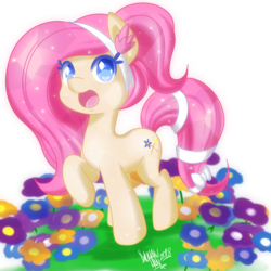 Size: 2000x2000 | Tagged: safe, artist:danmakuman, oc, oc only, oc:bloom flower, crystal pony, pony, commission, high res, solo